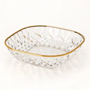 Gold Rim Faceted Square Fruit Dish