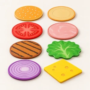 Hamburger Stack Eight Piece Coaster Set