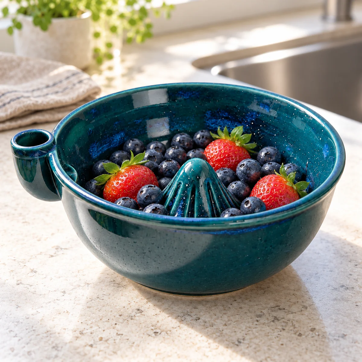Classic Round Ceramic Berry Rinsing Bowl - Image 8
