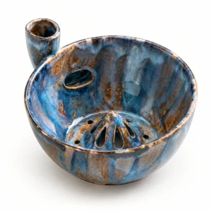 Tall Inlet Reactive Ceramic Berry Rinsing Bowl