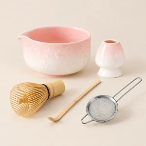 Embossed Ceramic Matcha Set – 5-Piece