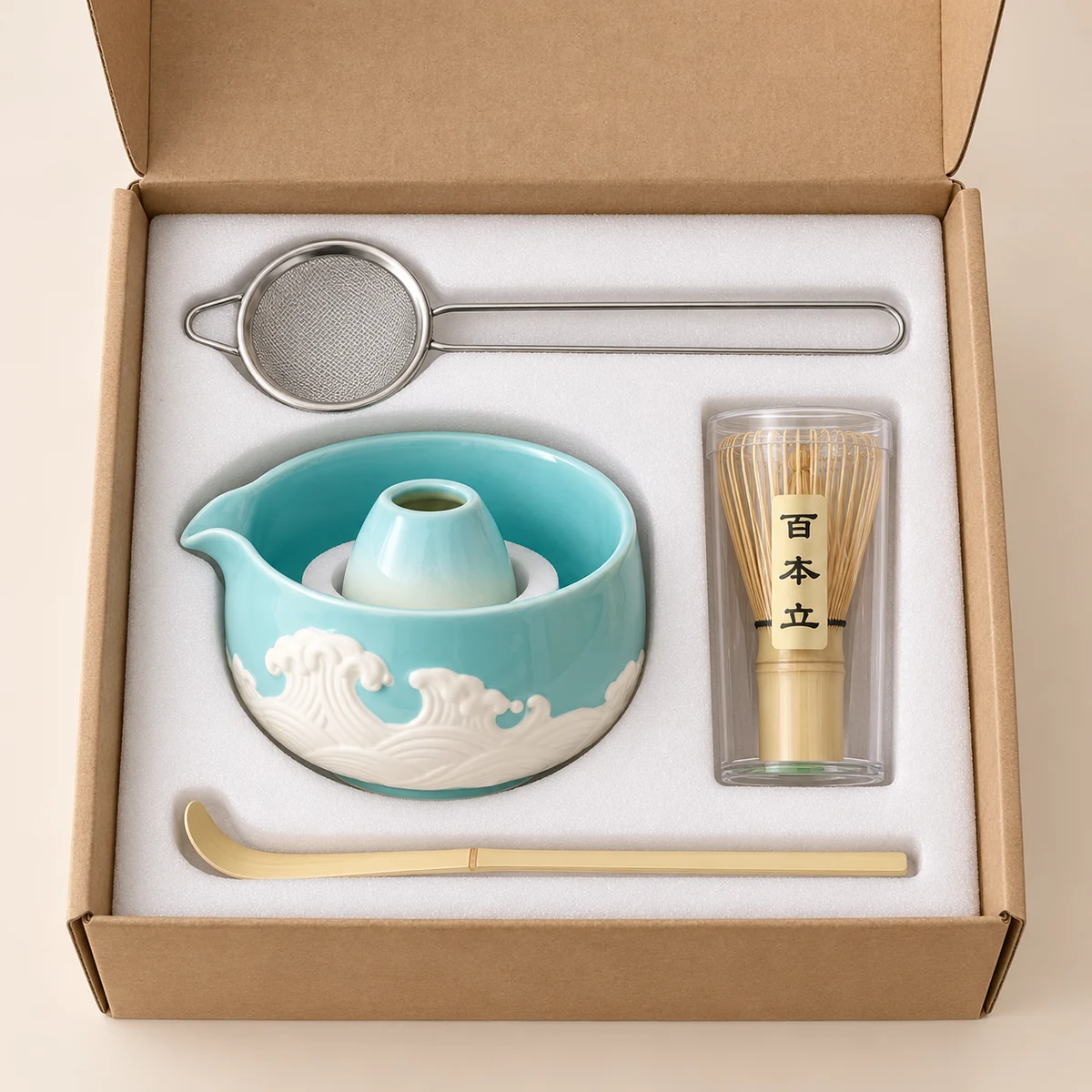 Embossed Ceramic Matcha Set – 5-Piece - Image 4