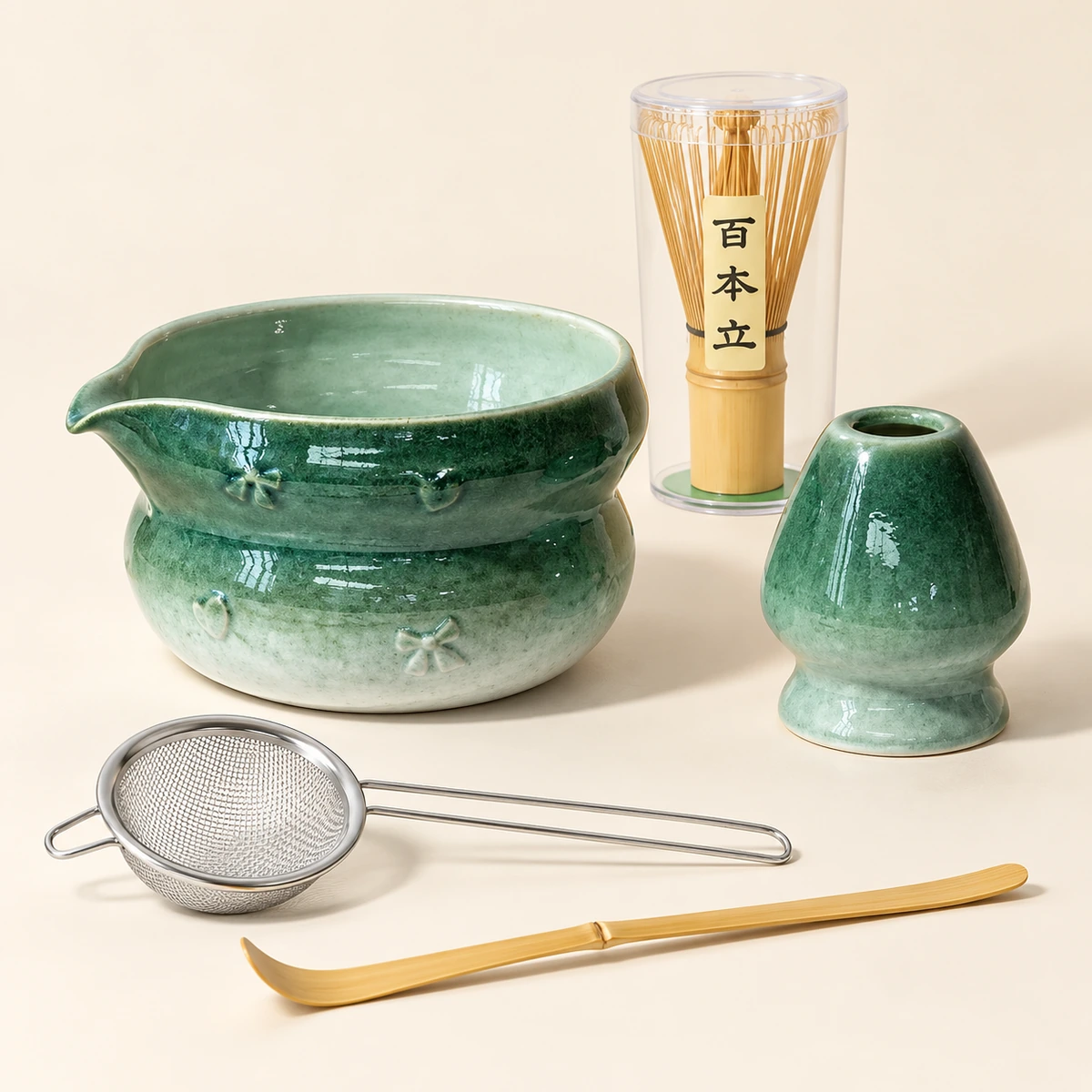 Embossed Bow Matcha Set – 5-Piece - Image 5