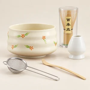 Hand-Painted Floral Matcha Set – 5-Piece